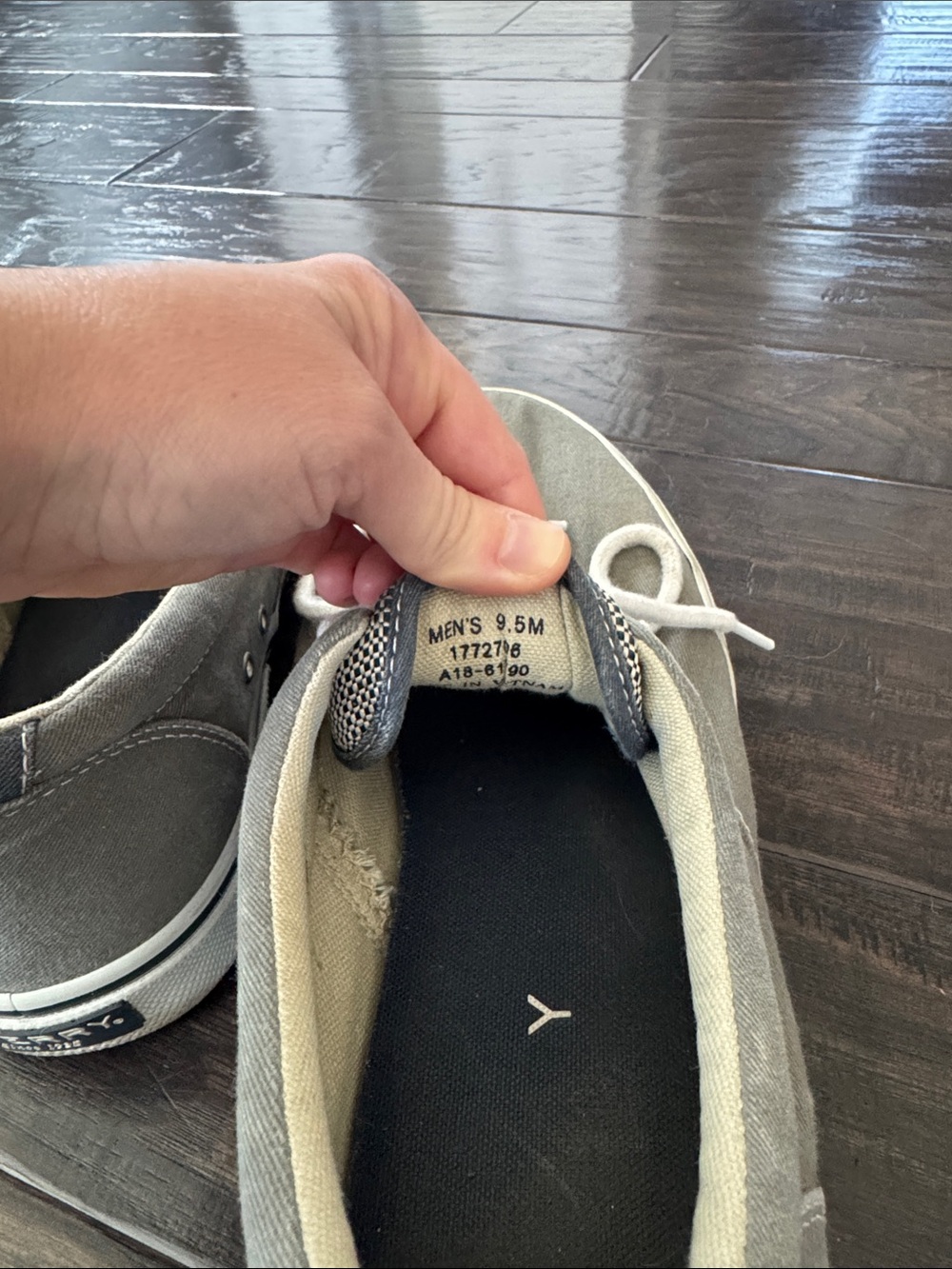 Sperry Men's Gray Canvas Boat Shoes Lace-Up Sneakers - Picture 4 of 5